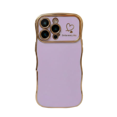 Coque Souple en TPU Galvanisé avec Bords Ondulés et Motif Cœur pour iPhone 16 Plus
